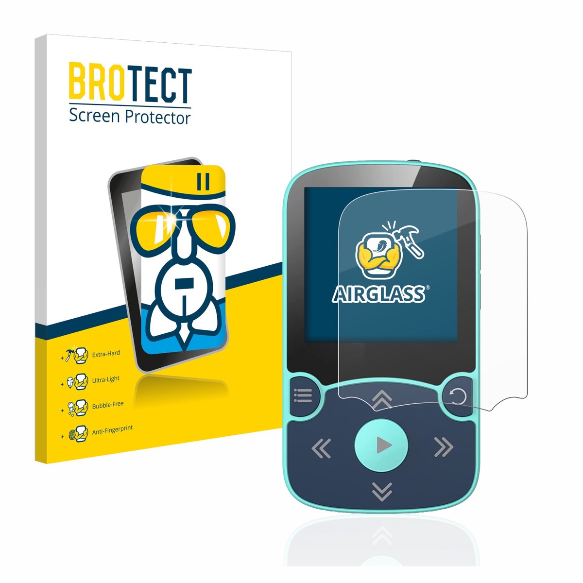 Screenprotector voor AGPtek A65X MP3 Player with clip Beschermglas transparant