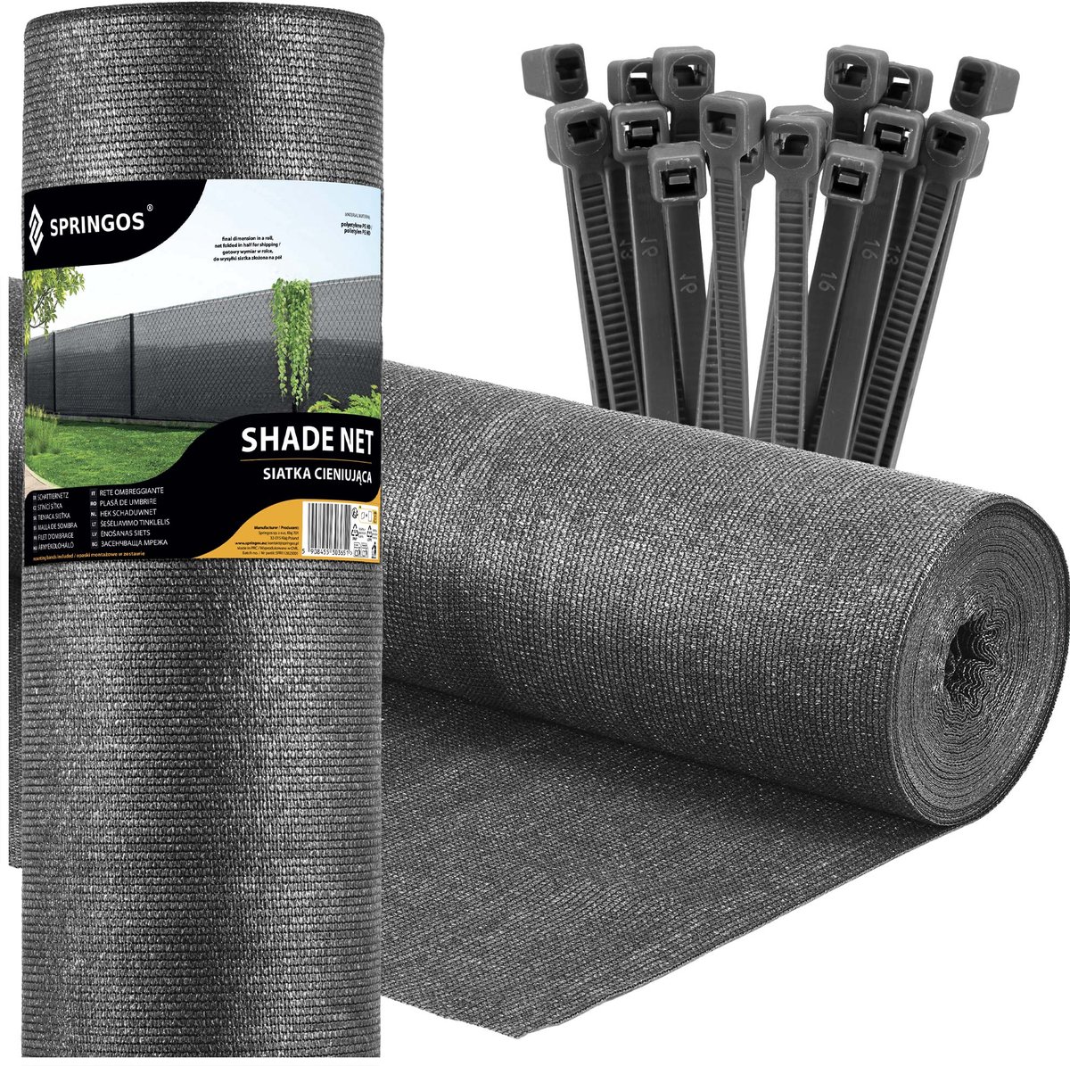 Springos - Zichtbreeknet - 1,5 x 50 m - 90% Schaduw - Antraciet