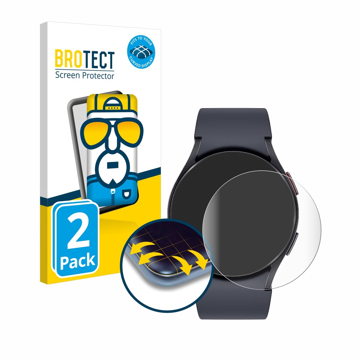 BROTECT - Screenprotector voor Samsung Galaxy Watch 6 / 5 (44 mm) - Folie Beschermfolie transparant volledig dekking - 2 Stuks