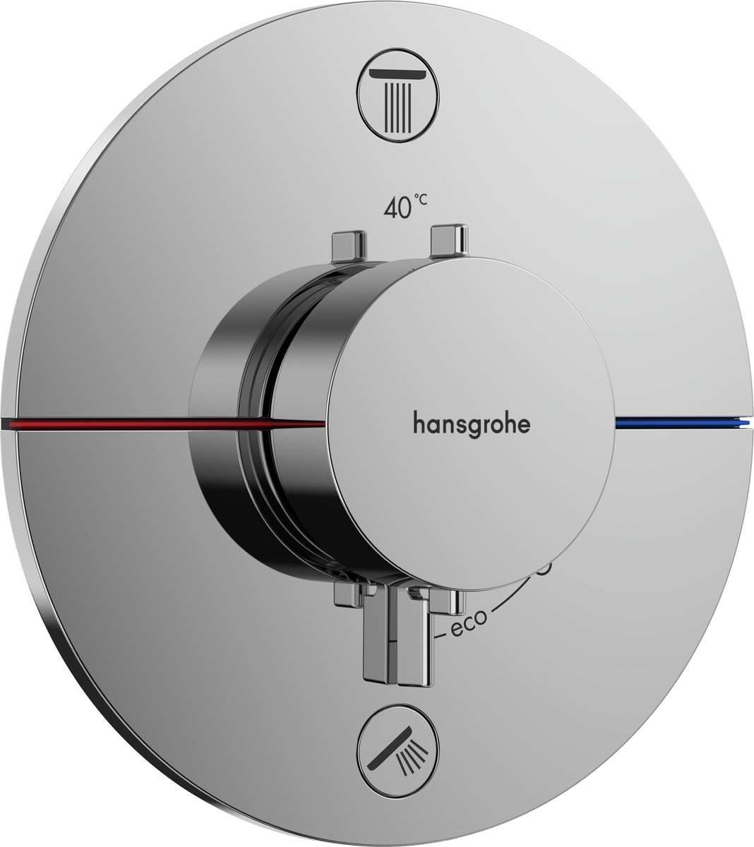 Hansgrohe Showerselect comfort s Thermostaat - inbouw - voor 2 functies - met geïntergreerde zekerheidscombinatie volgens EN1717 - hoogglans chroom