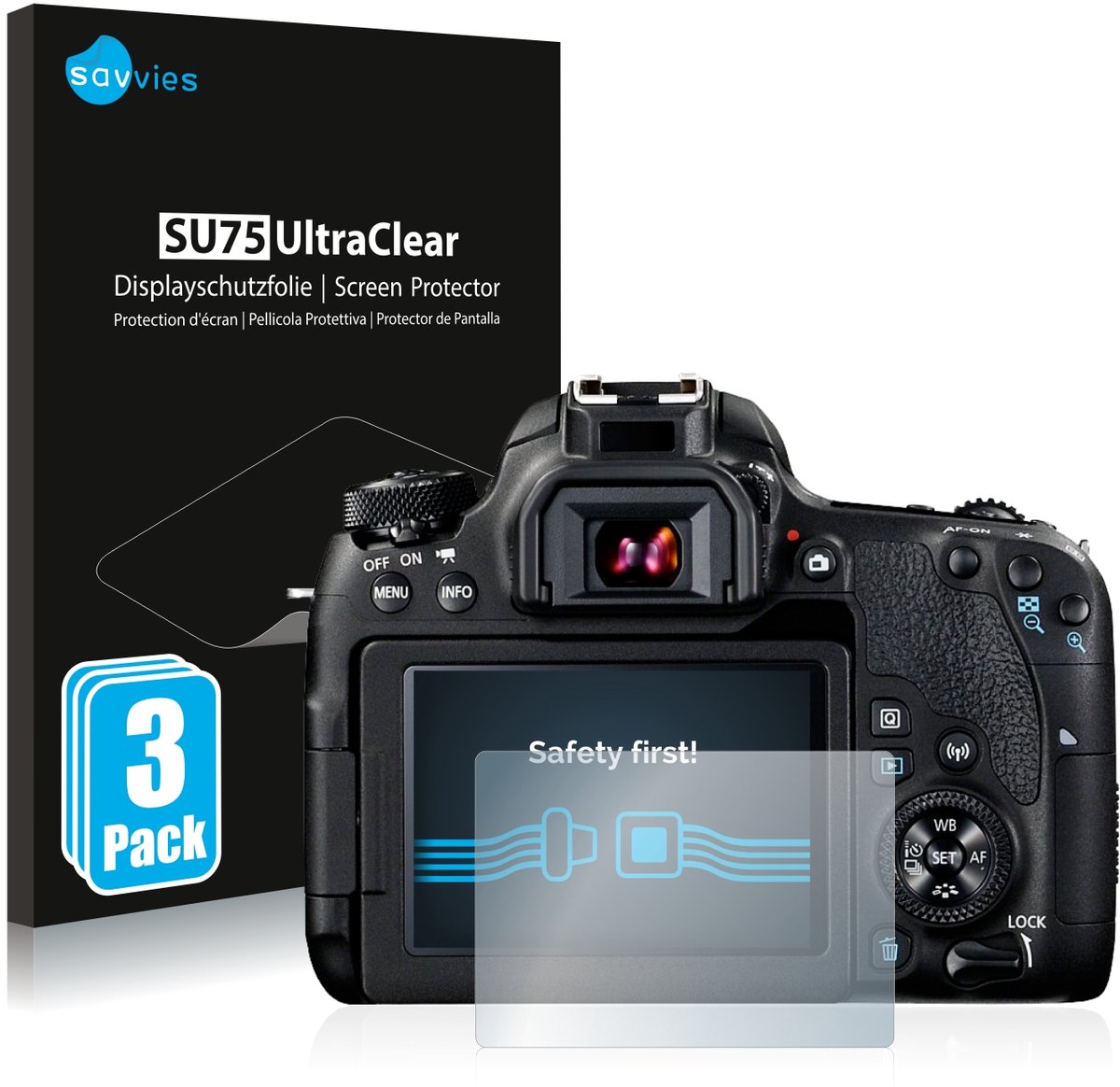 Savvies - Screenprotector voor Canon EOS 77D - Folie Beschermfolie transparant 6 Stuks