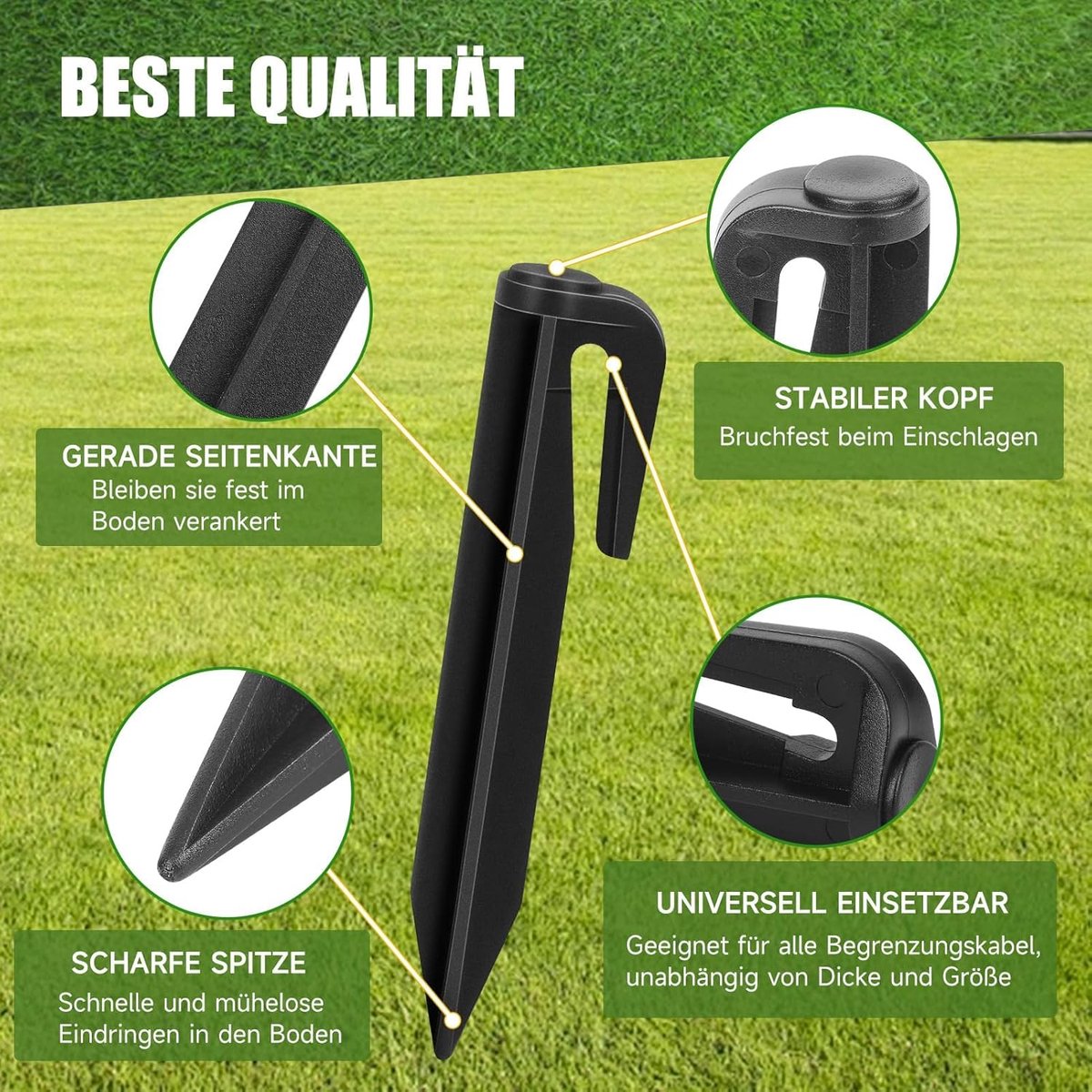 150 m begrenzingskabel, robotmaaierset met 450 haken en 15 connectoren, Ø 2,7 mm begrenzingsdraad, universeel voor Gardena, Husqvarna, Worx, gazonrobot, inductiekabel, complete set thumbnail 3