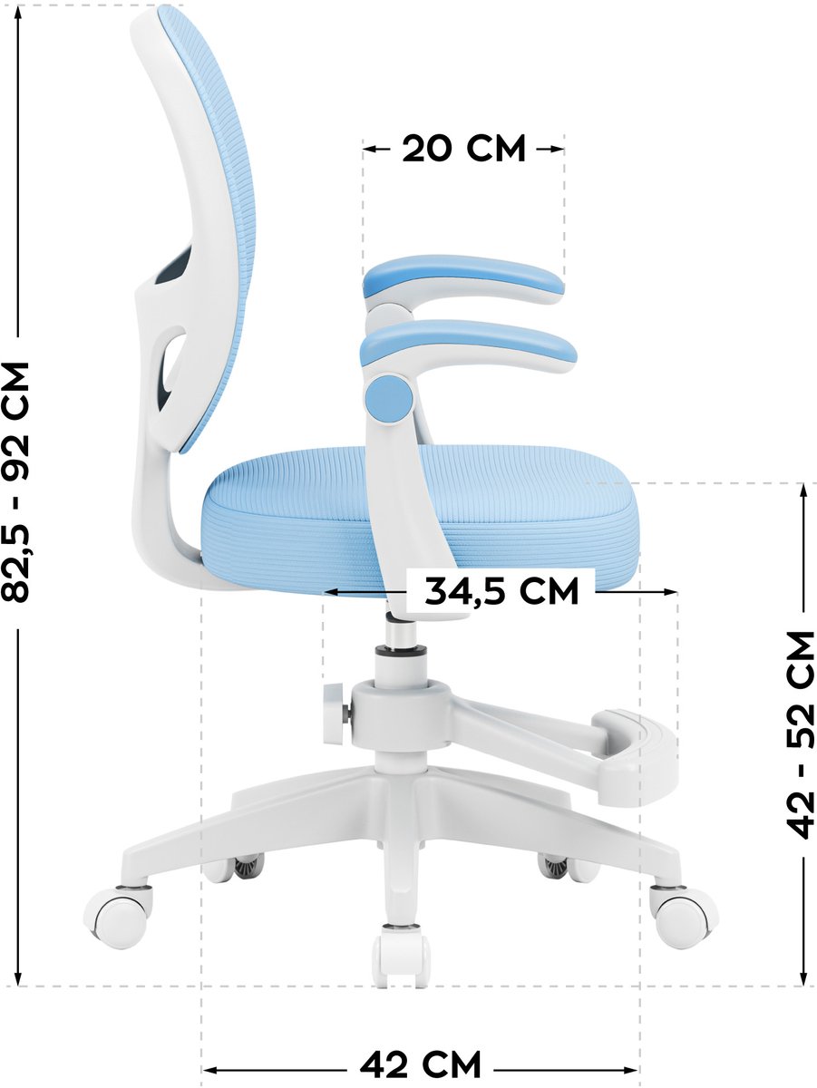 Mark Adler Junior 3.1 Kinderbureaustoel – Ergonomische Draaistoel voor Kinderen - Verstelbaar & Comfortabel - Blauw thumbnail 3