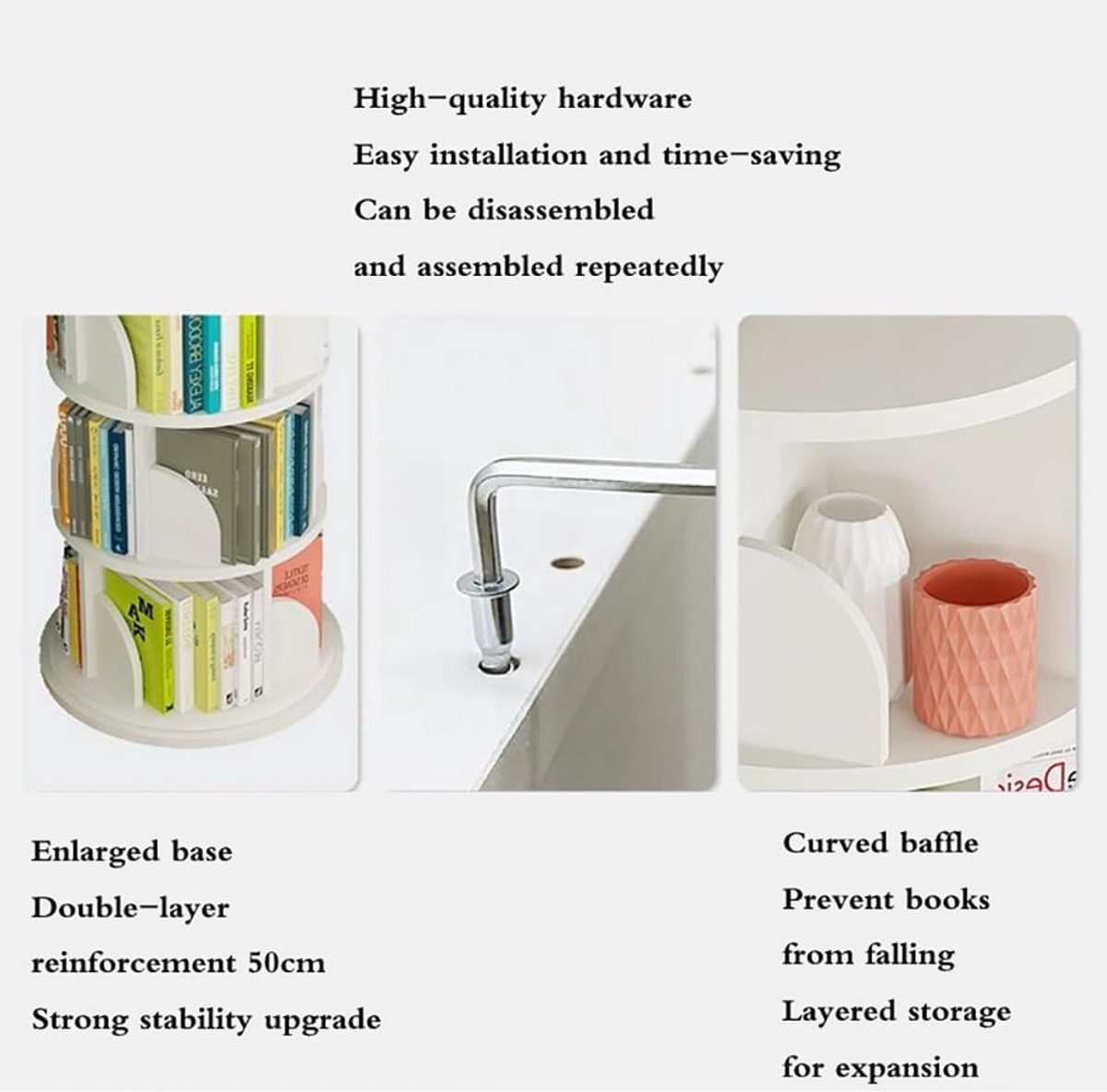 Boekenplank – Casa Velluto SpinShelf 360° Roterende Smalle Boekenkast – Draaibare Opbergoplossing voor Slaapkamer, Woonkamer en Studie – Groen