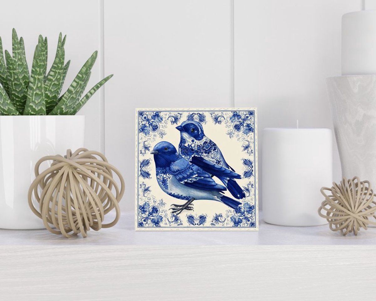 Tegel 15x15 cm met Delfts blauw cadeau decoratie | tegeltjes met tekst | tegeltjes met spreuken | collega | oma | opa | pensioen | mama | papa | vriend