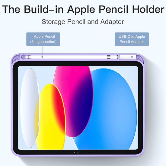 Casemania Stylus en Hoes Geschikt voor Apple iPad 2025 (A16) - Paars - Universeel Stylus Pen - Smart Cover met Pencil Slot Uitsparing — afbeelding 5
