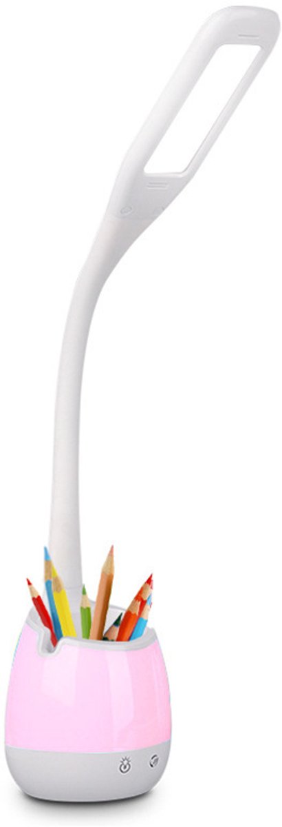 longziming -Dimmbare Led-Schreibtischlampe - Touch-Steuerung - Schwanenhals Bis - Stifthalter Und Smartphone-Halter - 1 Stuk - Voor Kinderkamer Of Bureau