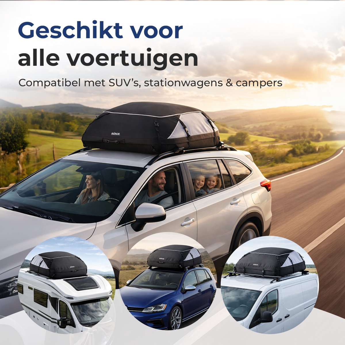 Nince Dakkoffer 792L - Waterdichte Auto Daktas - Opvouwbaar - Met en Zonder Dakdragers - Oxford 900D + PVC - Zwart – foto 3