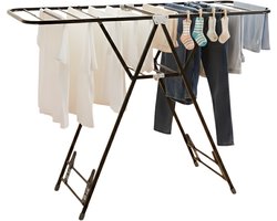 Lomera Wasrek Zwart - Wasrek Inklapbaar - Wasrek Staand - Wasrek Met Vleugels - Wasrek Voor Binnen - Kledingrek - Droogrek Staand - Wasrek Opvouwbaar - Wasrek 3 Vleugels