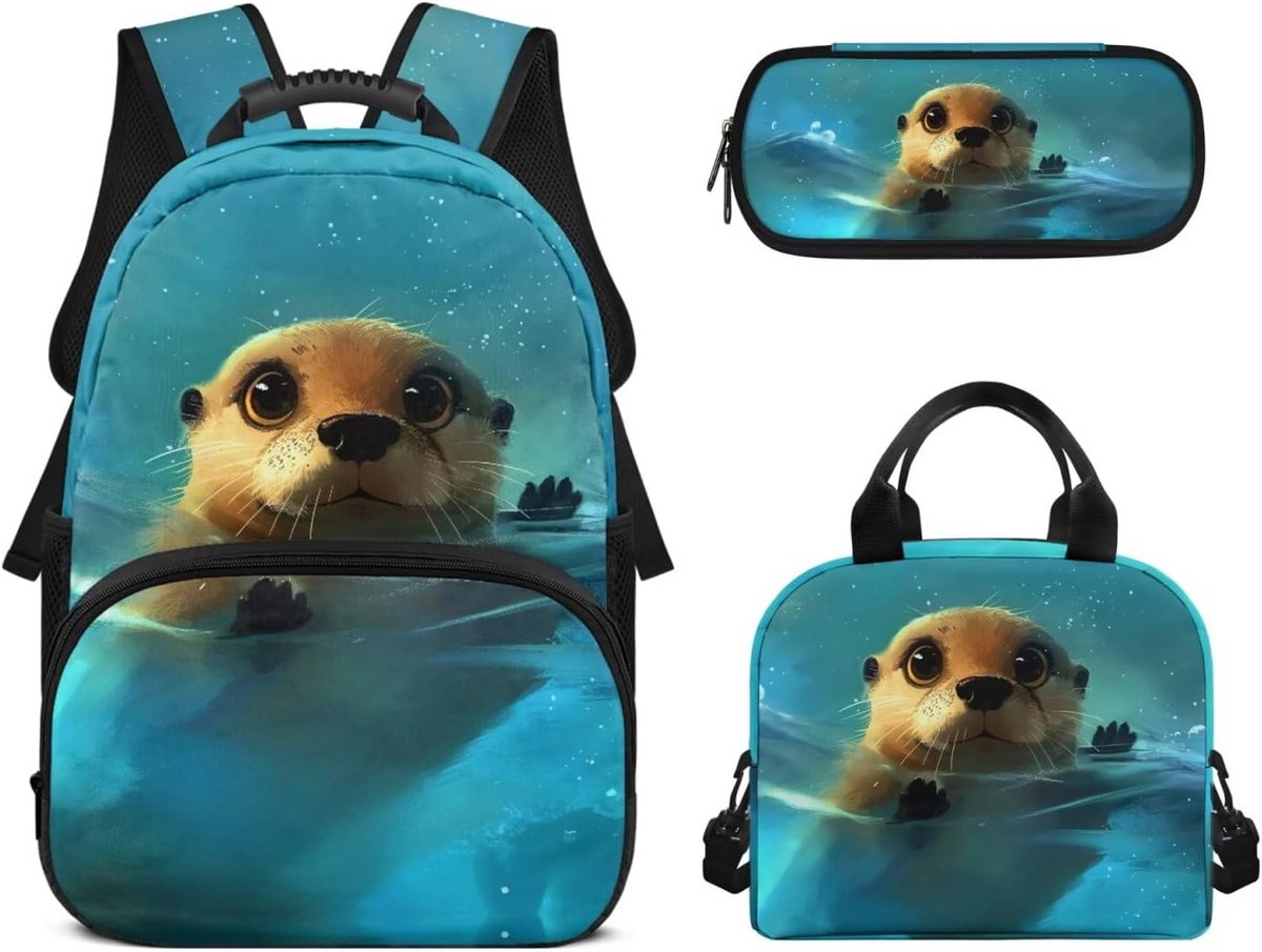 3-in-1 Schooltas Set voor Meisjes met Lunchtas en Pennenhouder