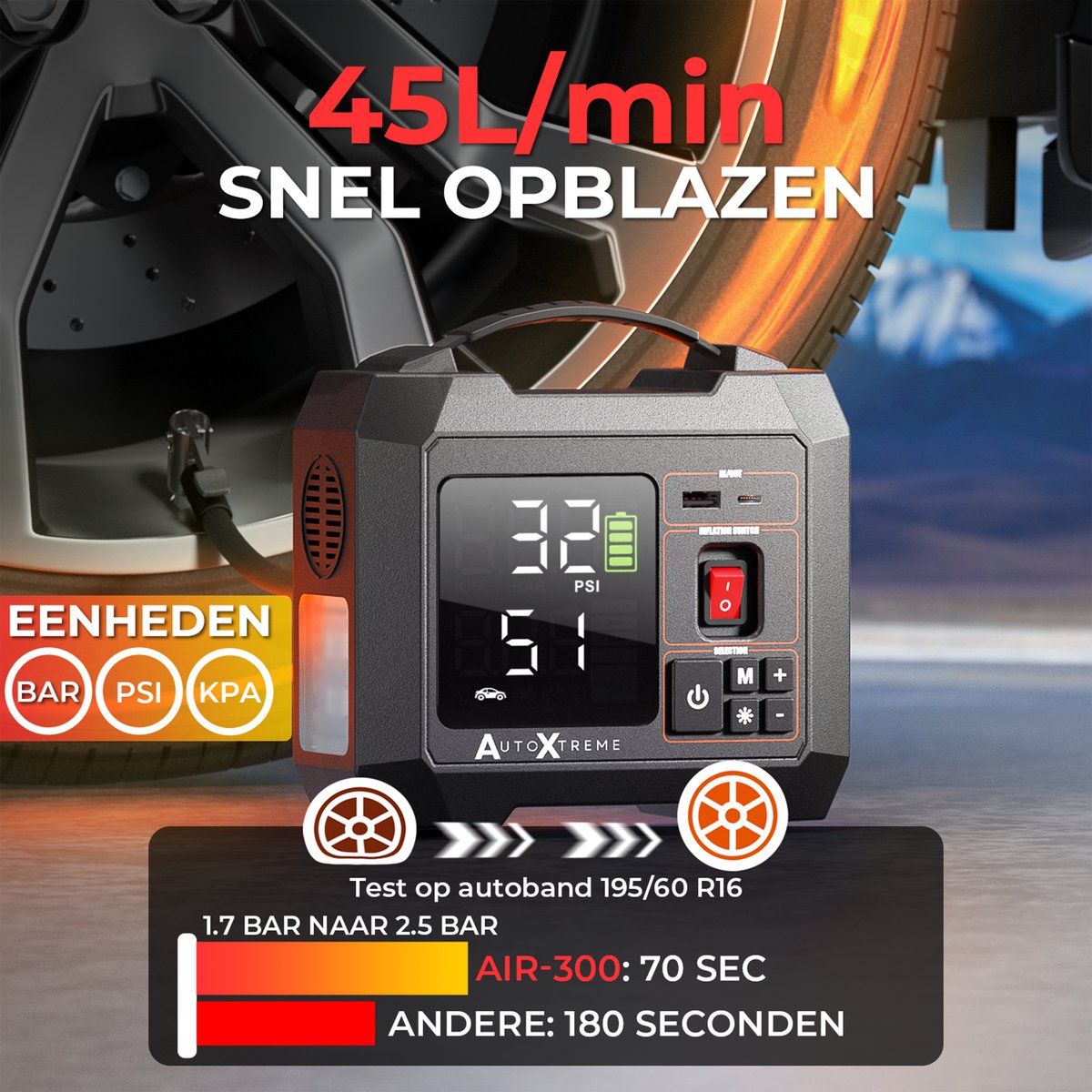AutoXtreme Air-300 Bandenpomp Auto 12V thumbnail 6