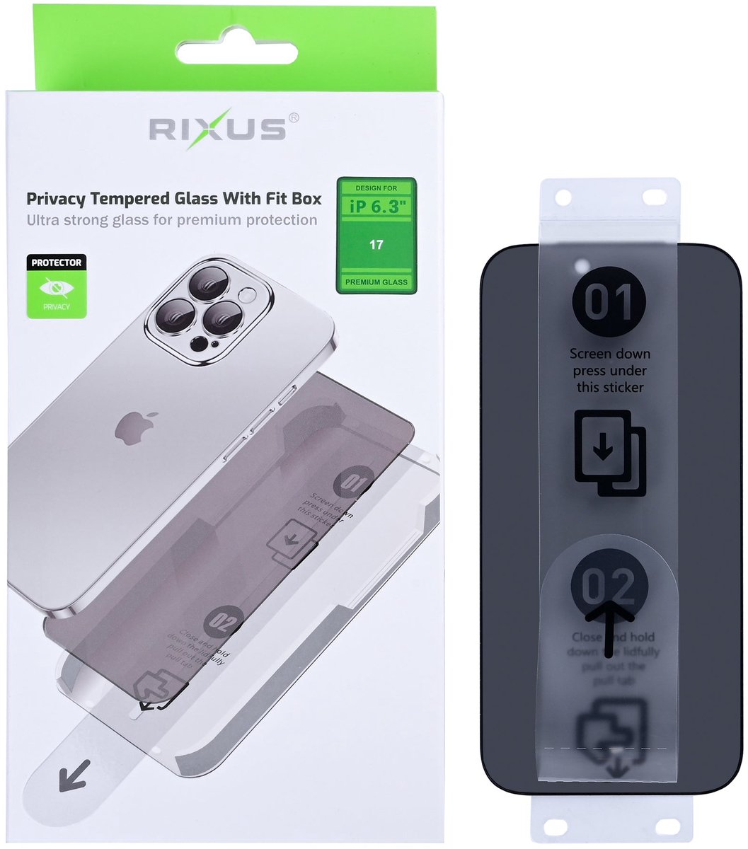 Rixus Privacy Tempered Glass With Fit Box For Apple iPhone 17