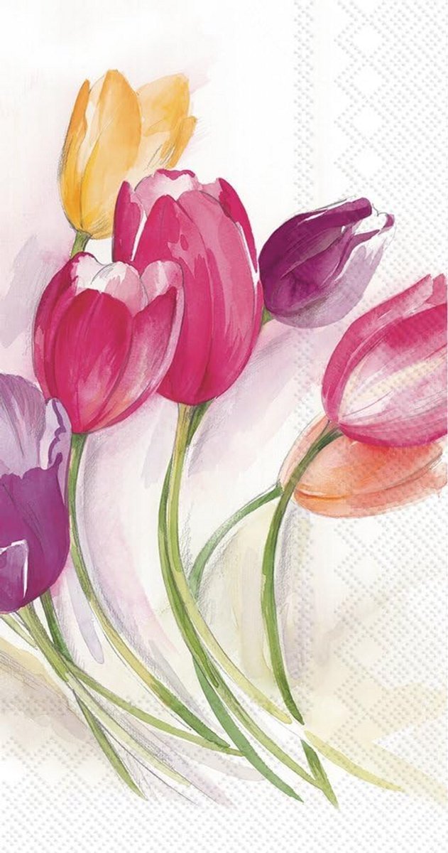 Luxe Papieren Servetten 16 Stuks - Buffet of Gastendoekjes met Tulp Design