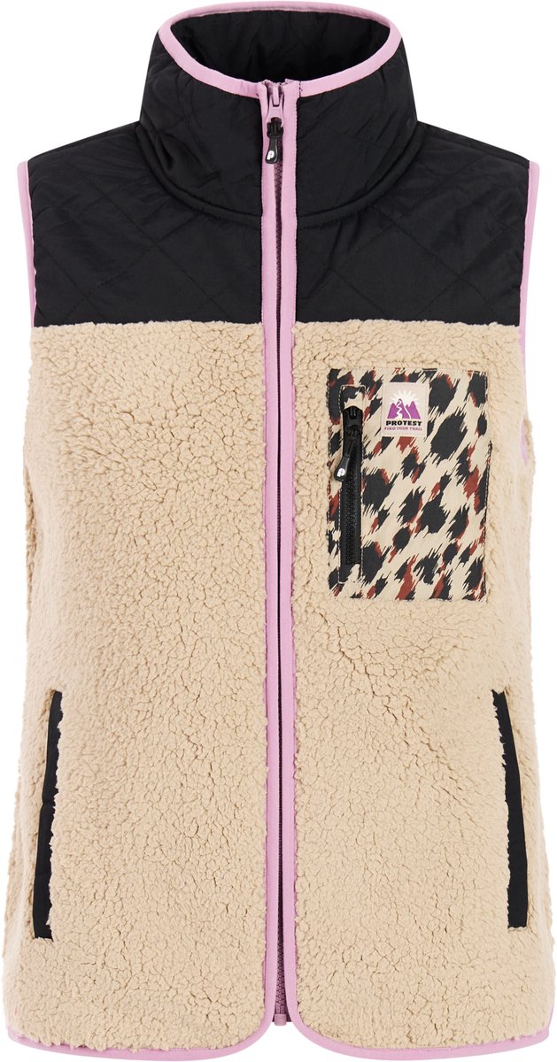 Protest PRTFriz Outdoor bodywarmer Dames Normale pasvorm Mouwloos Zak met rits Ritssluiting Beige