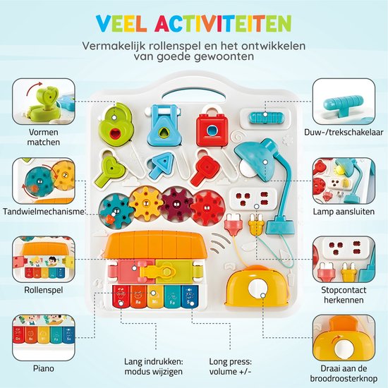 Pludo Activiteiten Tafel - Montessori Speelgoed - Educatief Speelgoed - Interactieve Speeltafel - Sensorisch Speelgoed - Motoriek Speelgoed - Keyboard Kind - Activity Center - Peuter Speelgoed - Jongens - Meisjes - 1 jaar - 2 jaar - 3 jaar - 4 jaar van Pludo — afbeelding 5