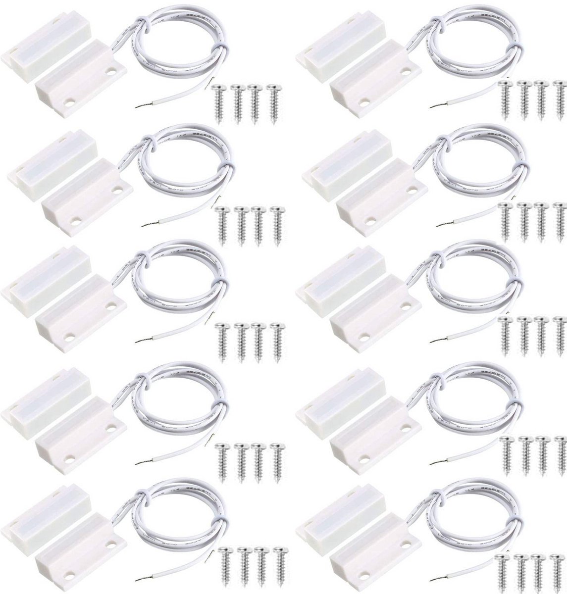 10x Bedrade Deur- en Raamsensor voor Alarmsysteem - Magneetschakelaar NC