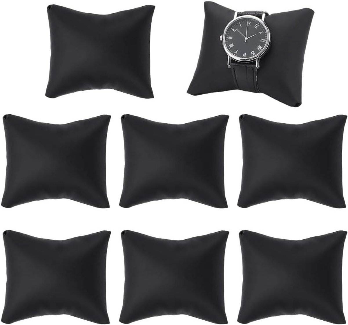 Allecto - Kussens voor horloges - Sieradenorganizer - Kunstleer - Organizer armbanden - Tentoonstellers - Huwelijksgeschenken - Thuis - Zwart - Geschikt voor horloges en sieraden - 8 stuks - 9,5 x 8,2 x 5 cm.