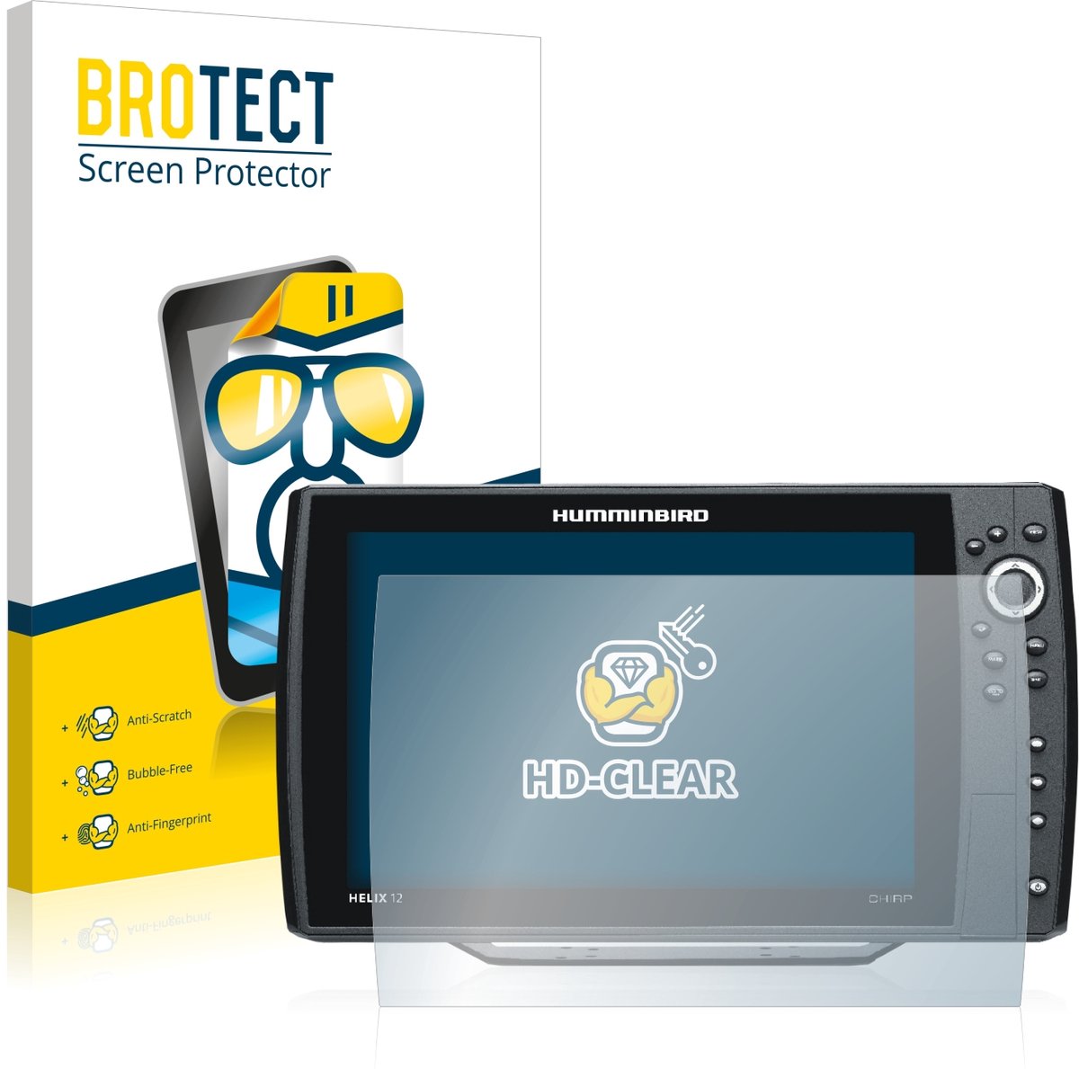 BROTECT - Screenprotector voor Humminbird Helix 12 - Folie Beschermfolie transparant