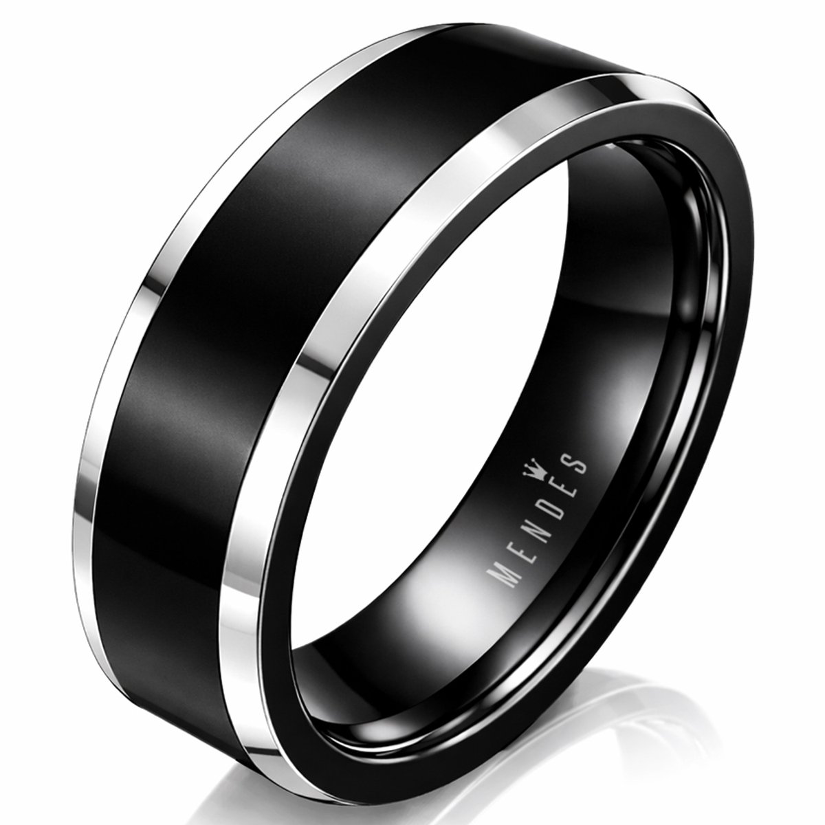 Wolfraam heren ring Zwart Zilver 8mm-19mm