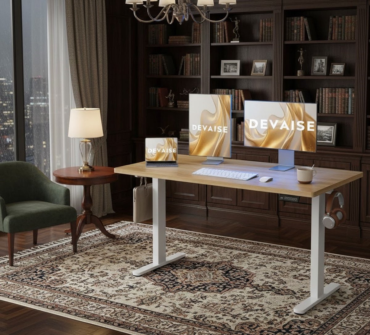 Elevate Pro Elektrisch Verstelbaar Bureau – Sta-Zit Bureau 120x80 cm – Met Type C USB, Kabelbeheer en Modern Vintage Brown Design House&Garden