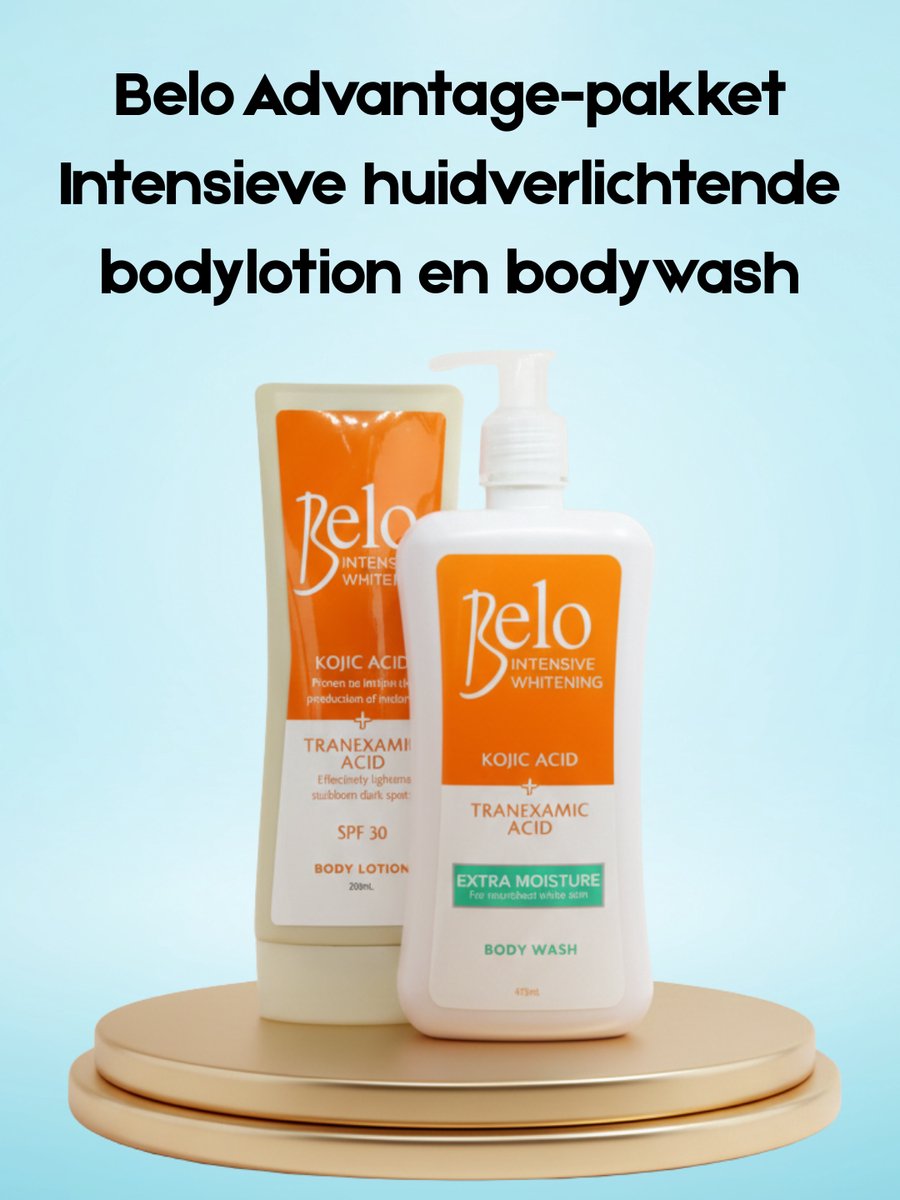 Belo Voordeelpakket – Intense Skin Lightening Body Lotion & Body Wash – Verhelderende & Hydraterende Set – Verminderde Donkere Vlekken, Egaliseert de Huidtint & Hydrateert Intensief – Voor een Gladde, Stralende & Gezonde Huid