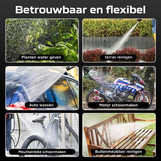 ASOME X021 Hogedrukreiniger - Hogedrukreiniger Accu - Hogedrukreiniger Auto - Draadloze Hogedrukreiniger - Terrasreiniger - Hogedrukspuit - 2x 15000 mAh Accu - 80 minuten gebruik van Merkloos	 — afbeelding 3