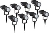 Calex Cesena Solar Buiten Spotlight – 20 Lumen – 2700K Warm Wit – IP65 – Solar – USB-C Oplaadbaar – 0.85W Zonnepaneel – 1200mAh Vervangbare Batterij – Zwart - 8-Pack
