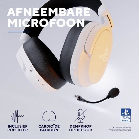 Trust GXT 499W Forta - Draadloze Gaming Headset - Official Licensed voor PS5 - werkt op PS4/PS5 - Batterijduur tot 55 uur - met USB-ontvanger - Wit
