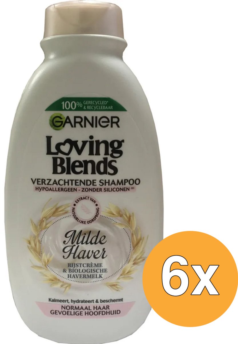 Bol.com Garnier Loving Blends Milde Haver Verzachtende Shampoo Voordeelverpakking - Normaal Haar, Gevoelige Hoofdhuid - 6 x 300ml aanbieding
