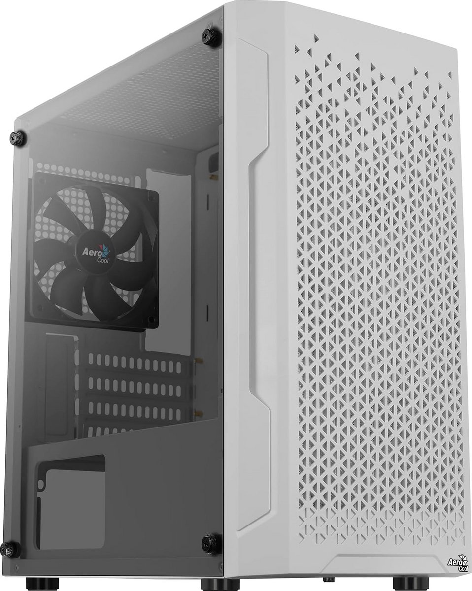 Stijlvolle Mini-Tower PC Behuizing Wit met Gehard Glas Paneel