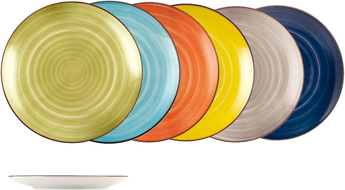 Set van 12 Aardewerk Dessertborden Caribe 20 cm Assorti Kleuren