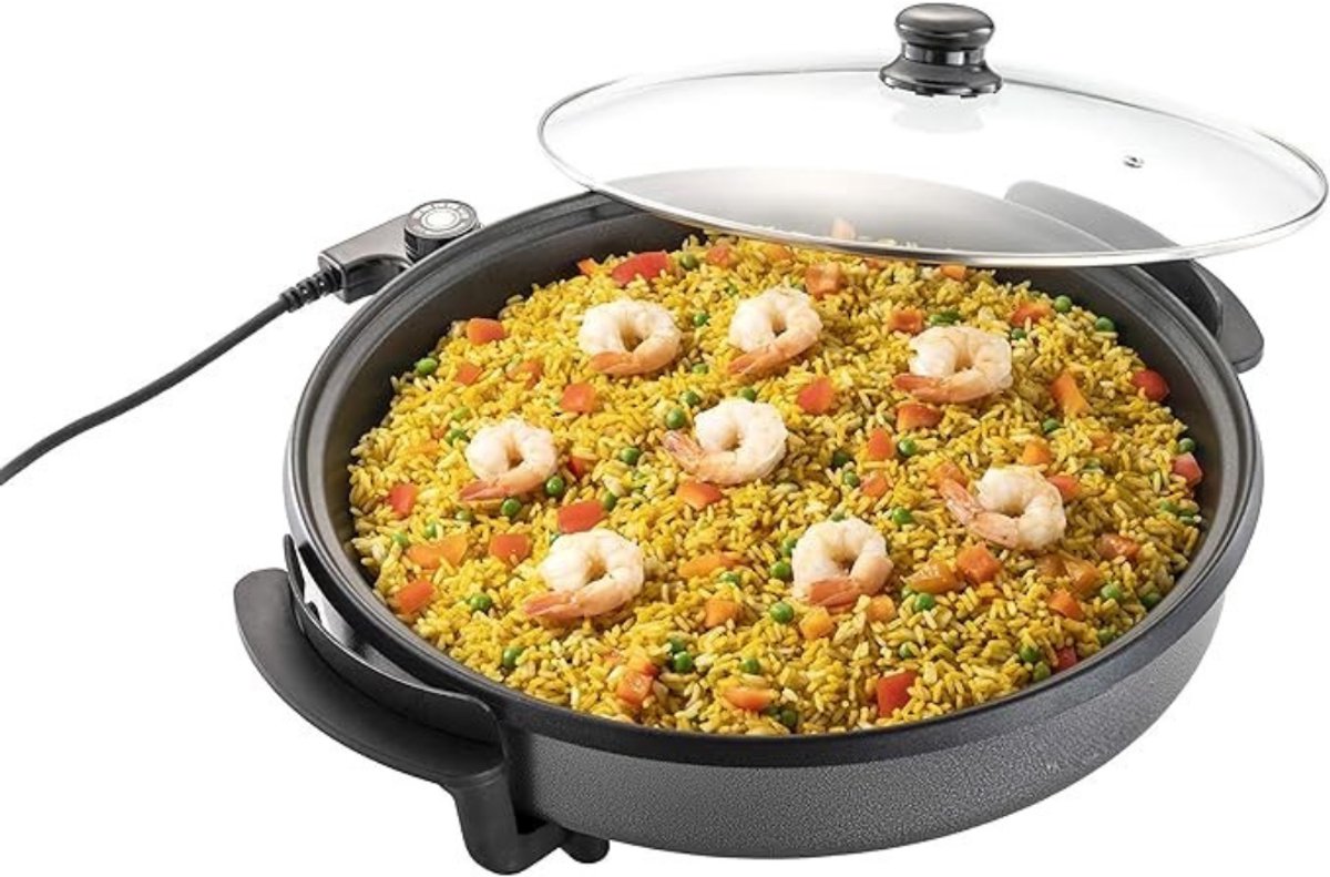 Zyrex® Partypan -Airfryer -Hapjespan - makkelijke schoon te maken - Diameter 32 cm - Zwart - 43cm x 49cm x 16cm