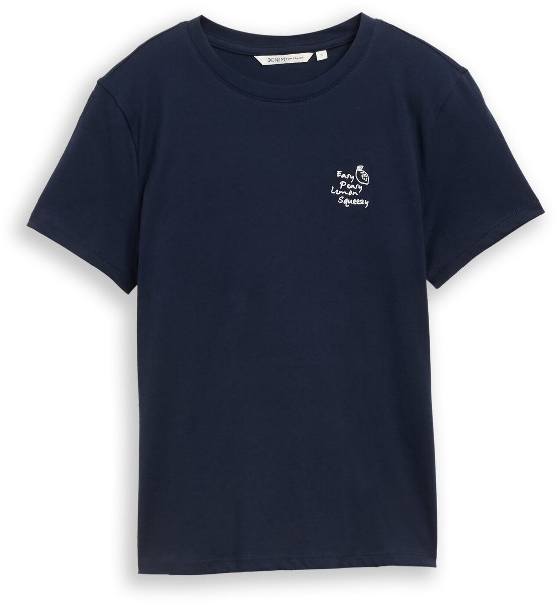 Tom Tailor Denim - T-shirt met borduursel - Maat XL - sky captain blue