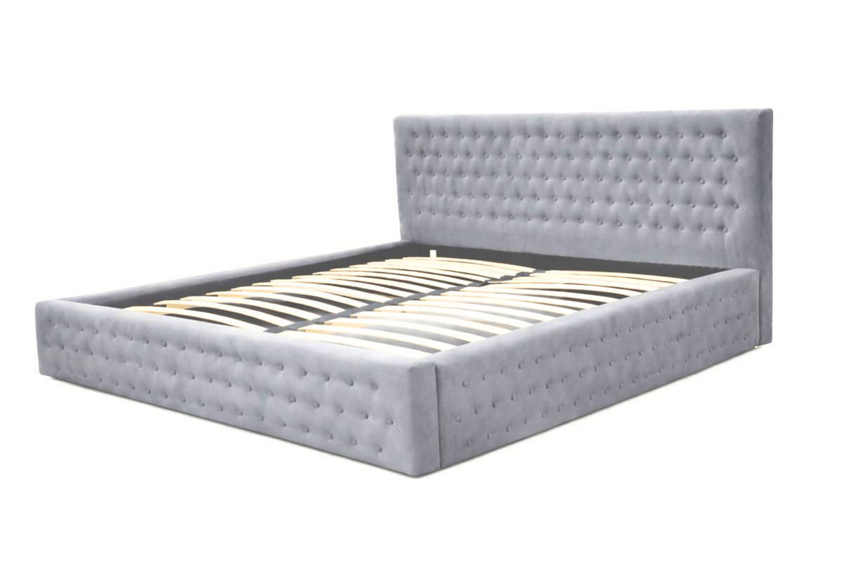 AJE Meubles B.V. Gestoffeerd Bed Chesterfield 11 met Opbergruimte en Gecapitonneerd Hoofdbord - 180x200 cm - Zilver (Trinity 32)