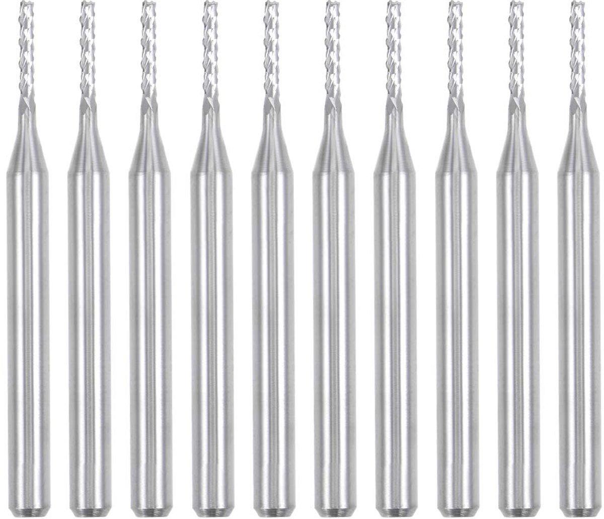 10 stuks 0,5 mm hardmetalen schachtfrees gravure frees voor PCB-machine, 1/8" schacht 1.2x7x3.175mm