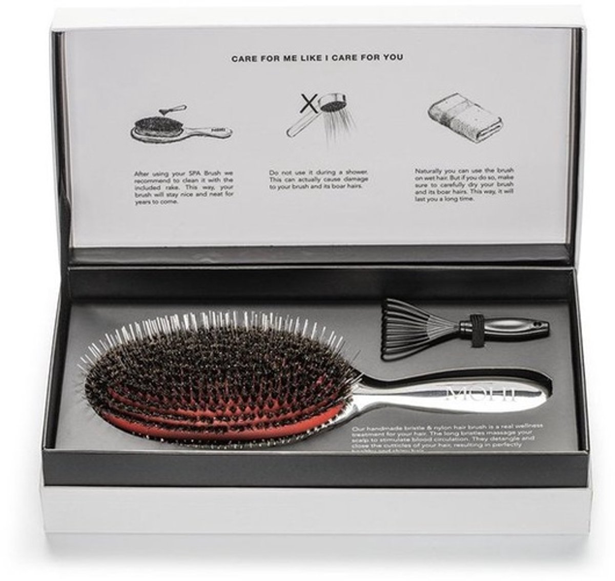 MOHI Bristle Nylon Spa Large Borstel - Zwijnenhaar borstel - Large - Brush - Borstel groot - Zilver - Boar brush