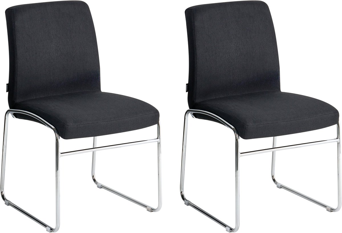 LECCO - Eetkamerstoel set van 2 - Zwart - Polyester