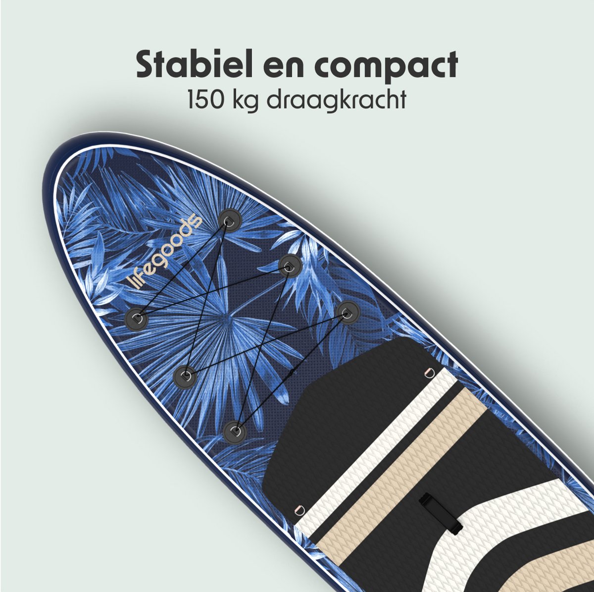 LifeGoods PaddlePro SUP Board - Opblaasbaar Paddle Board - Complete Set - Max. 150KG - 320x81cm - Tropical Blauw – foto 5