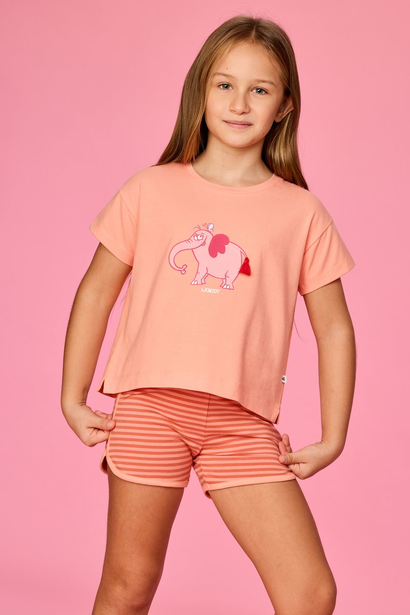 Woody Pyjama dames woody loose fit str olifant Perzikoranje
