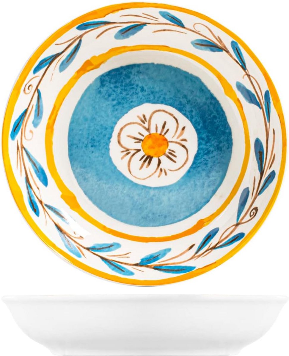 Set van 12 Porseleinen Borden 21 cm - Kleurrijk Zomer Servies
