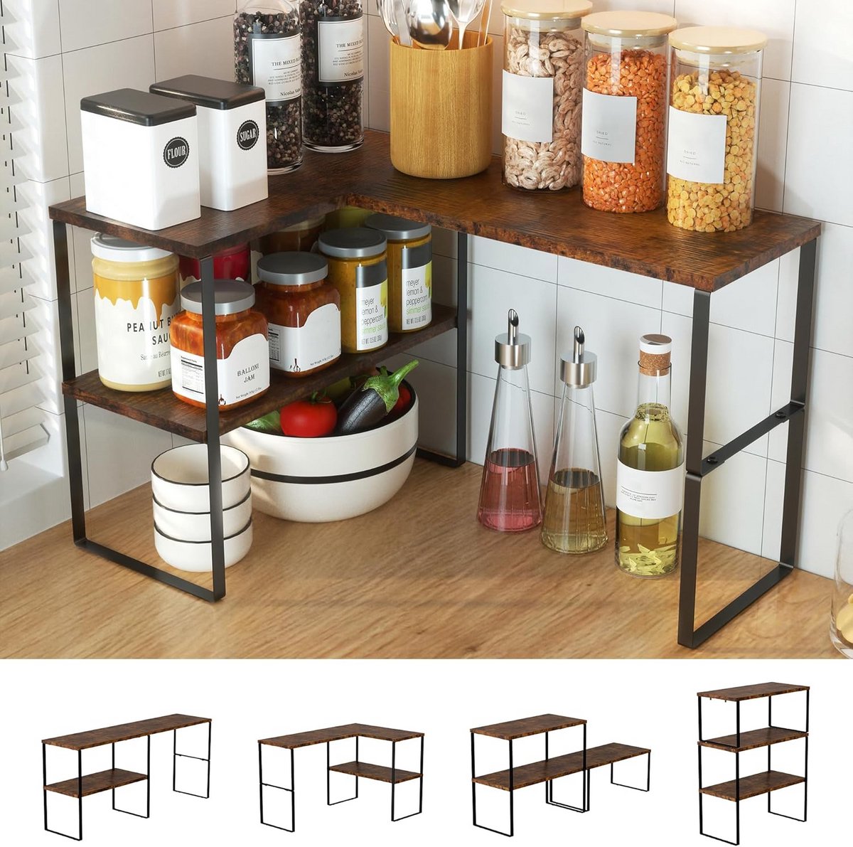 Verstelbare Stapelbare Hoekplank Organizer voor Keuken en Badkamer