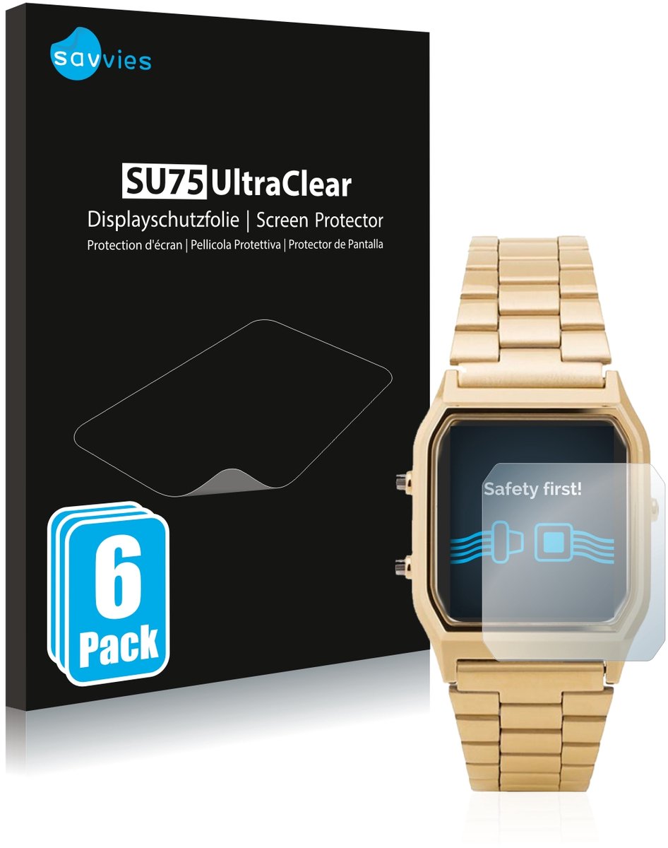 Savvies - Screenprotector voor Casio AQ-230GA - Folie Beschermfolie transparant 6 Stuks