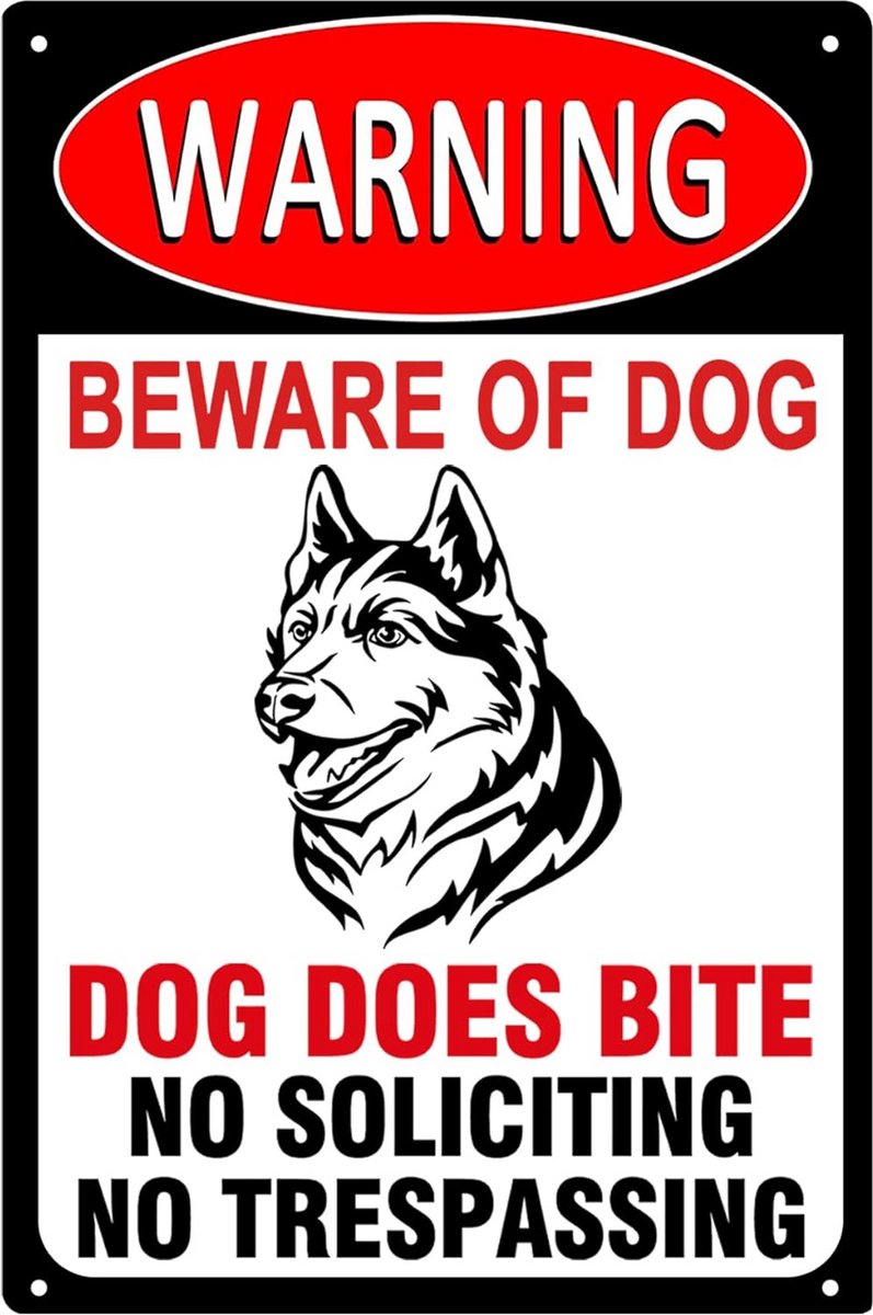 Grappig Aluminium Waarschuwingsbord Pas op voor Hond - Hek Bord voor Buiten