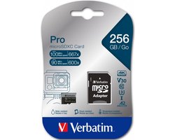 256GB microSDXC geheugenkaart Klasse 10 UHS-I voor 4K Ultra HD opnamen