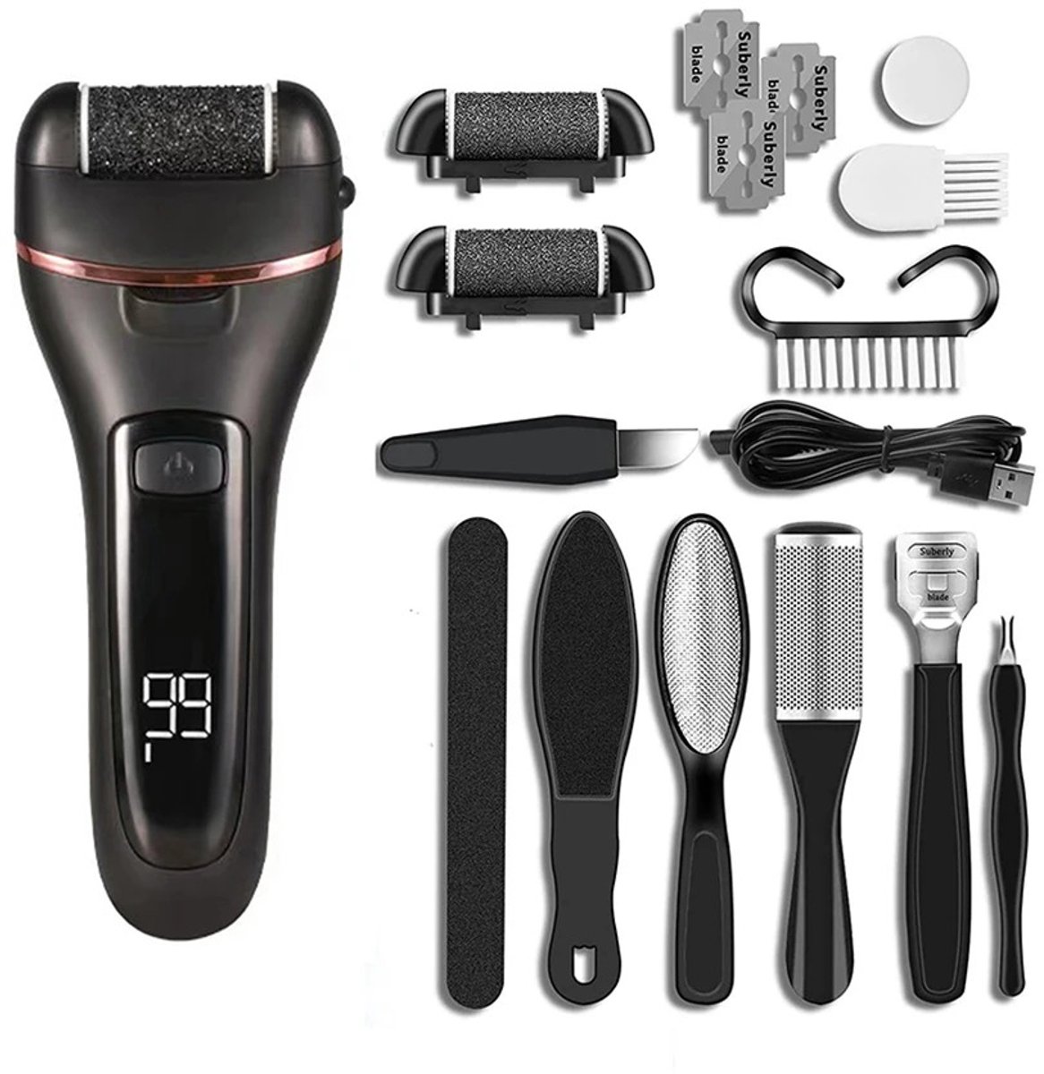 WiseGoods Premium Professionele Elektrische Eeltverwijderaar Set - Voetvijl - Pedicure Accessoires - Eeltverwijderaars - Eeltvijl
