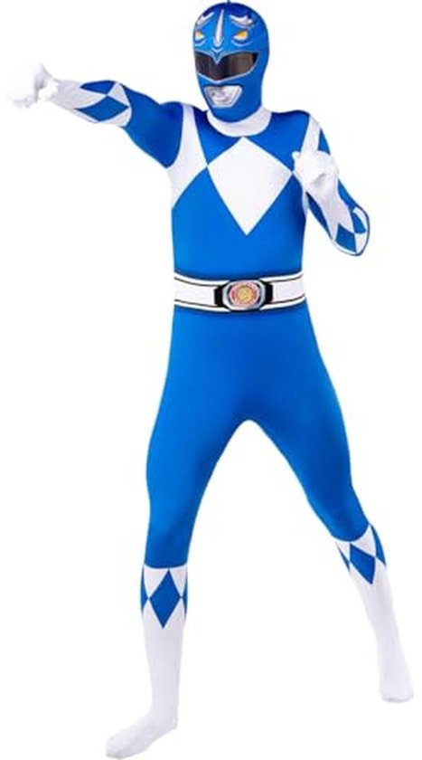 Power Ranger Blauw Kostuum voor Volwassenen - Tweede Huid Verkleedkleding voor Halloween, Carnaval & Feesten