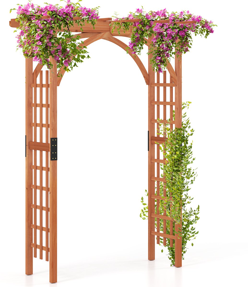 COSTWAY Rozenboog hout, tuinboog voor klimplanten, torboog, klimhulp, klimrooster, klimboog voor tuin, bruiloft, feest