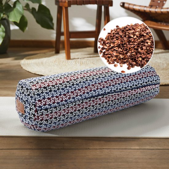 #DoYourYoga Tarik Cilinder yogabolster met bio-organische boekweit, wasbare overtrek van 100% katoen, 68 cm x 22 cm, yogakussen meditatie /zit /zafukussen voor Yin Yoga van Merkloos — afbeelding 2