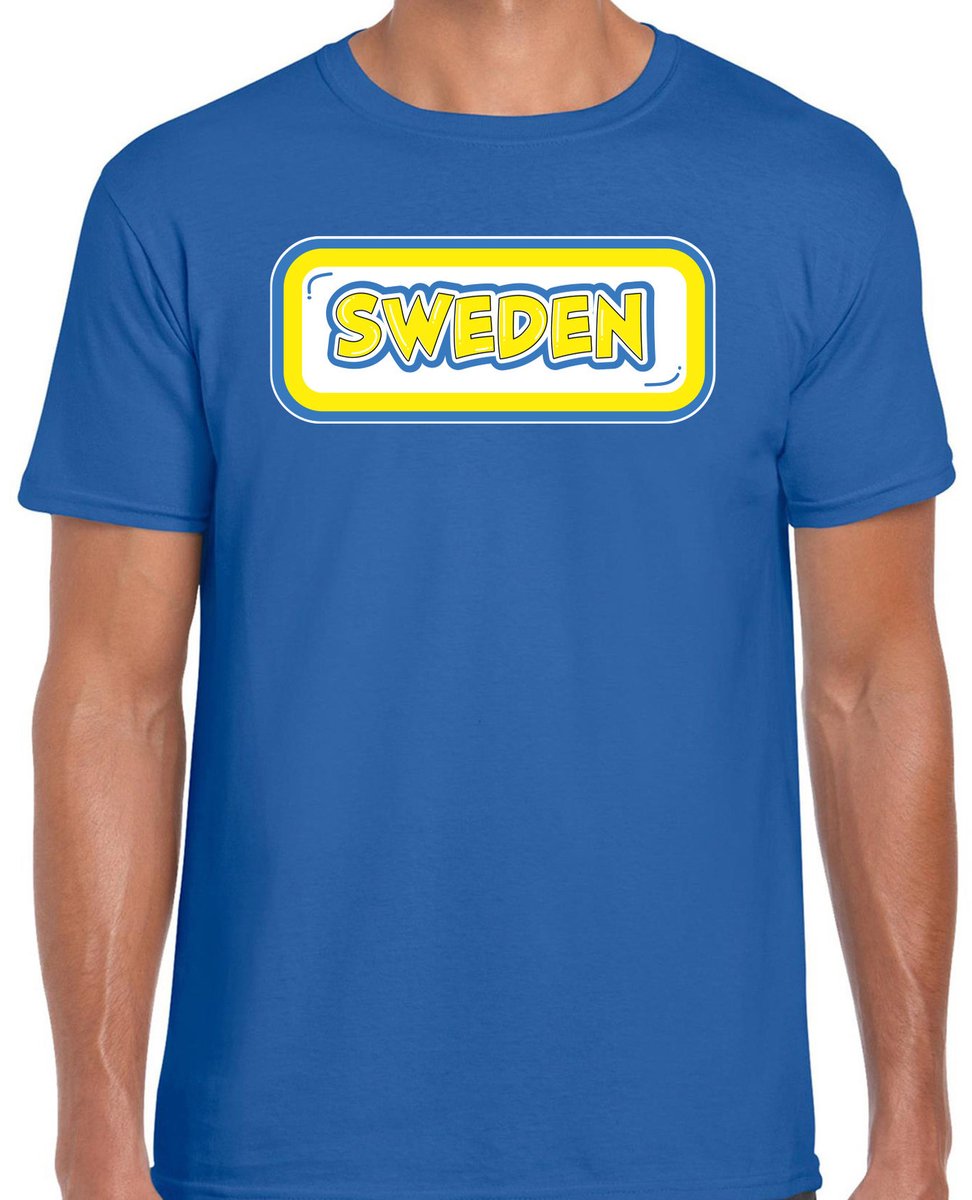 Bellatio Decorations Verkleed T-shirt voor heren - Zweden - blauw - voetbal supporter - themafeest S