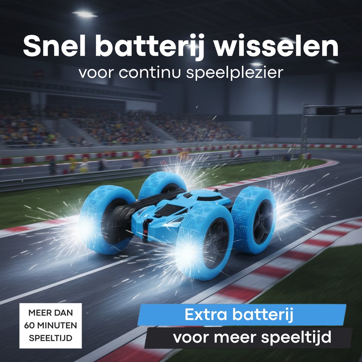 Nexar Bestuurbare Auto voor Jongens - RC Auto - Afstandsbestuurbare Stunt Auto - 360° Flip - LED Verlichting - Speelgoed voor Binnen & Buiten — afbeelding 9